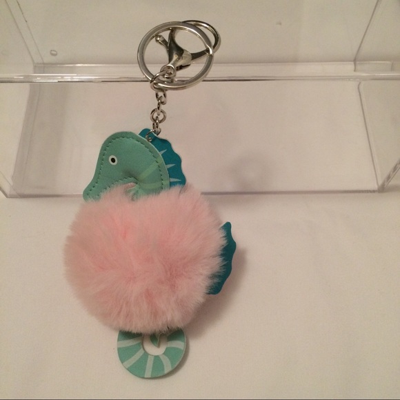 🏖Sea Horse Teal & Pink Pom Pom Key Chain🏖 - Picture 6 of 8